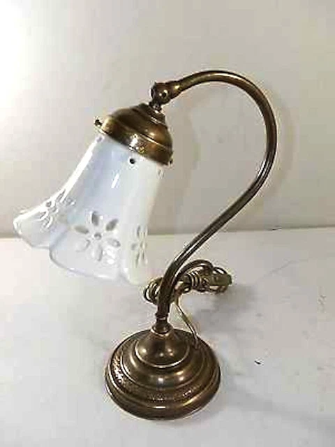 Lampada per comodino camera da letto in ottone brunito abat-jour ceramica