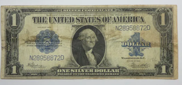 BARGAIN Series 1923 Large Size Blue Seal Silver Cert $1 Note FINE Fr#237