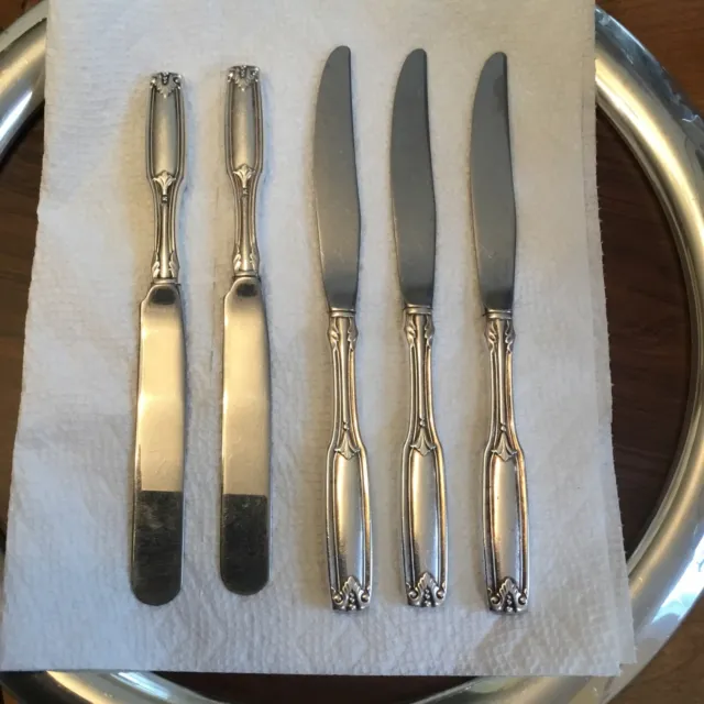 Oneida Ltd Silver - Baronet 1962 - Dinner Knives Lot of 5 (Five) 3 + 2 Beautiful