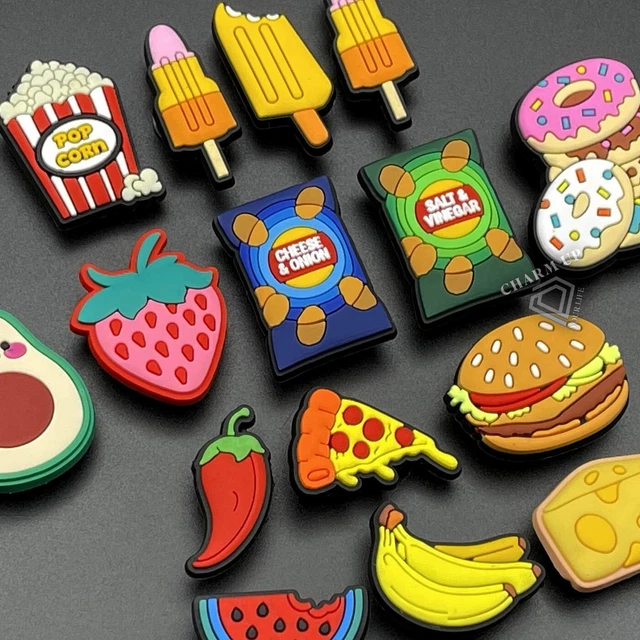 Food & Fruit Croc Charms Jibbit Clog Shoe Charm Ice Cream Pizza Burger Cheese