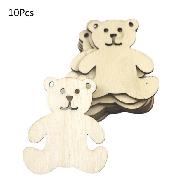 10 Pieces/Set Bear Shape Wood Slices Kit for DIY Art Crafts Christmas Tree Decor