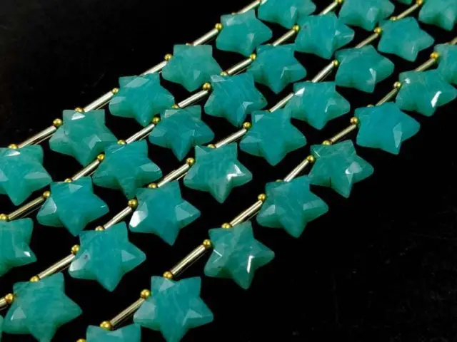 Perles en forme d'étoile à facettes en Amazonite AAA + pierre précieuse en...