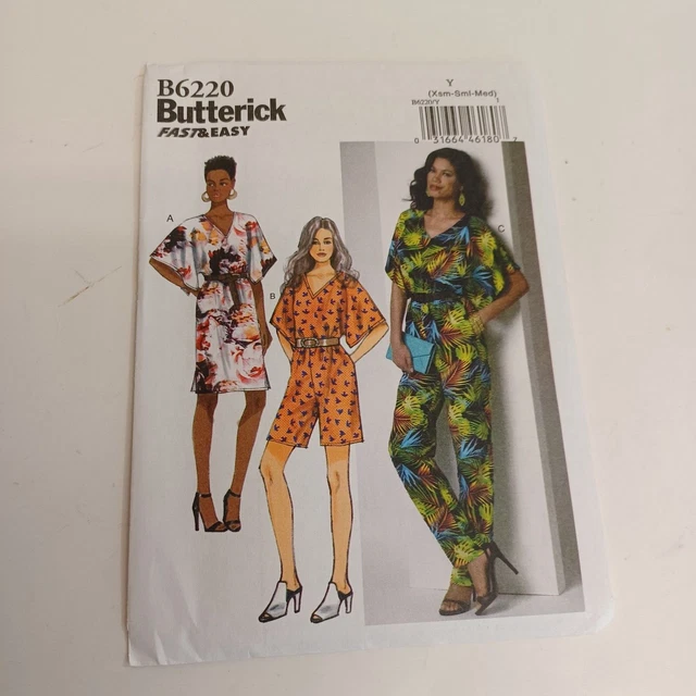B6220 Butterick Sewing Pattern Misses Dress and Jumpsuit Fast & Easy New Uncut
