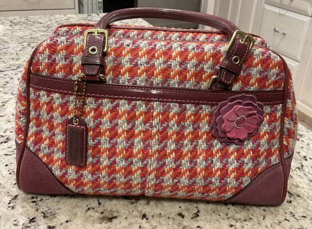 coach Hamilton Lilac & Rose Wool & Suede Leather Handles Handbag
