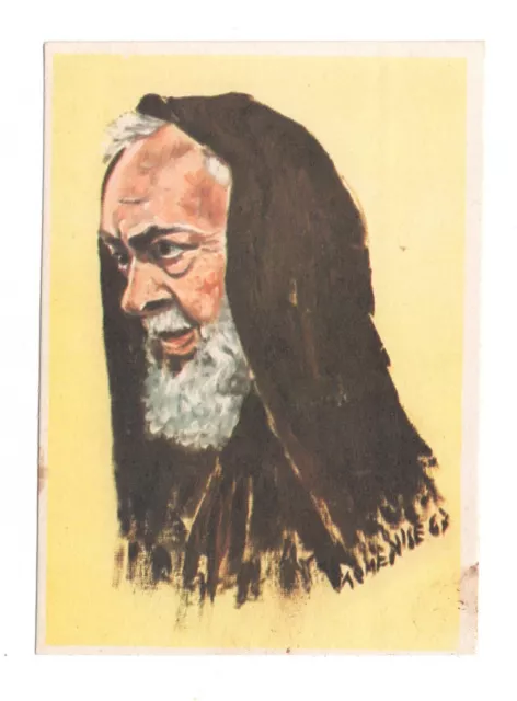 Cartolina Religiosa S. Padre Pio Da Pietrelcina Ritratto Anni '60 Non Viaggiata