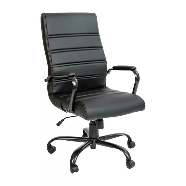 Flash High Back Black LeatherSoft Executive Swivel Office Chair/BK Frame & Arms