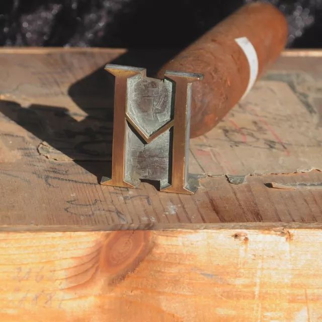 Buchstabe H" Vergoldestempel Initial Prägestempel Messing Buchbinder Werkzeug !