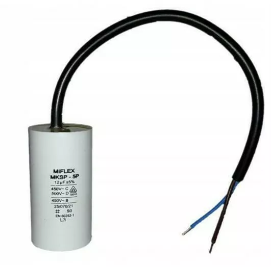Condensateur moteur de démarrage/permanent 12µF 12uF 450V à fils câble MKSP-5P
