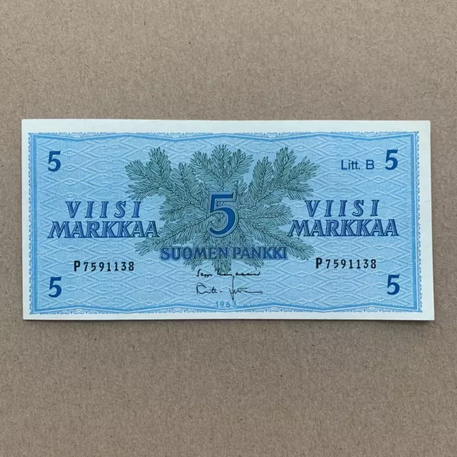 Finland 5 Markka Banknote 1963 Finnish Currency Paper Money Memorabilia World