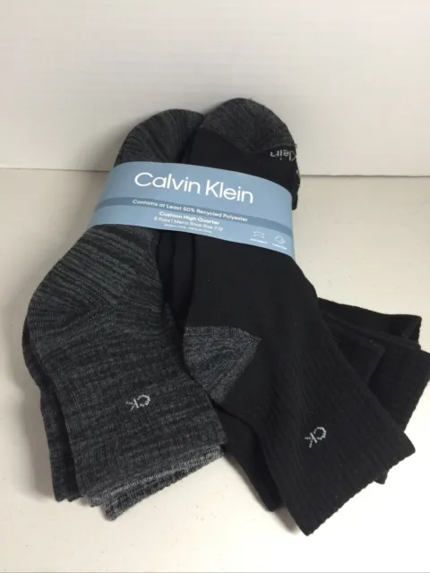 Calvin Klein Men's Cushion High Quarter Socks 8 Pairs Black/Gray 7-12