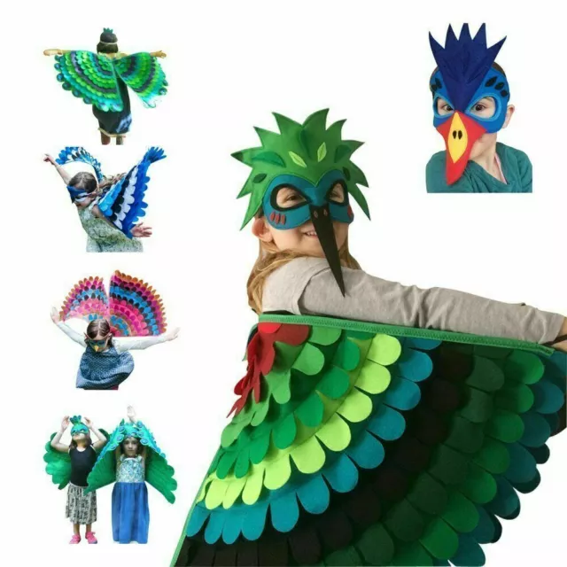 Kids Owl Bird Wing with Mask Costume Halloween Girls Boys Fancy Dress Outfits/