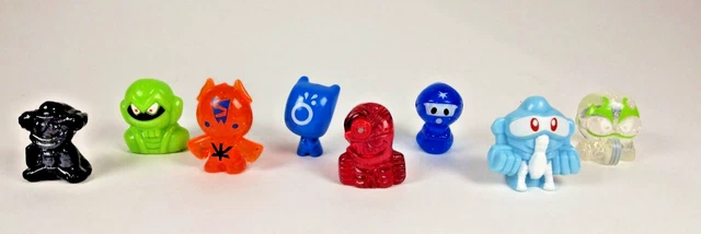 Lot of 8 Scarce Gogos Crazy Bones Mix Alien Monster Ninja Orange Glitter Vintage