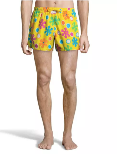 Joli Short de Bain Moschino Homme Jaune avec Motifs T.XS NEUF+ETQ