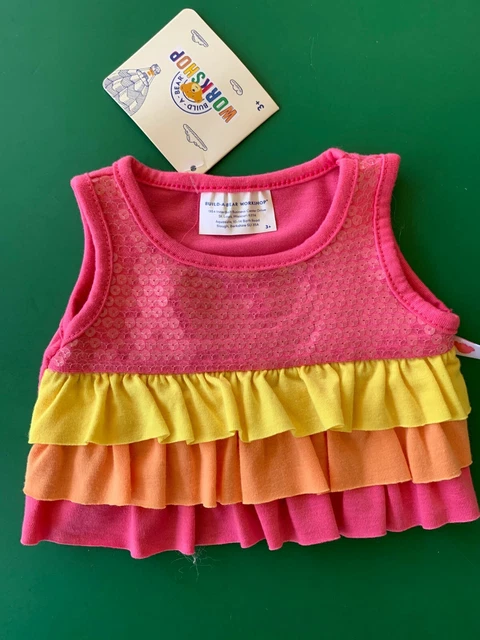 Build a Bear Full Size Teddy Bear Clothing -  New ~ Pink Ruffle Tank