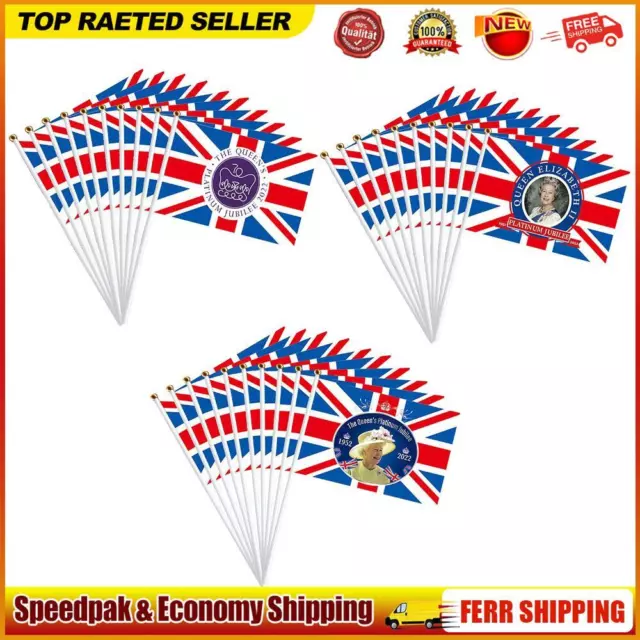 Small Flag - 10 Pieces Queen United Kingdom UK Flags Vibrant Colors