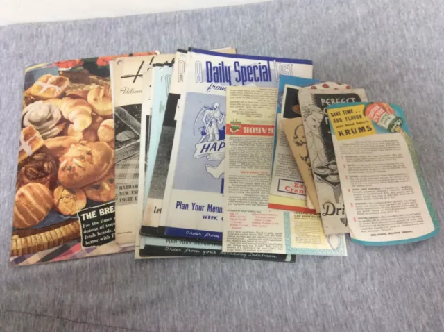 Vintage 1930’s-40’s Baking Recipe Booklet, Pamphlets & Cards Lot