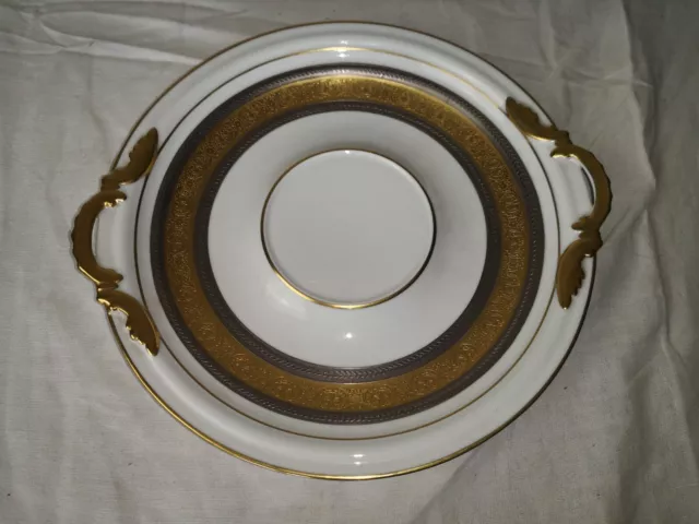 plat a anses giraud limoges incrustation or et platine