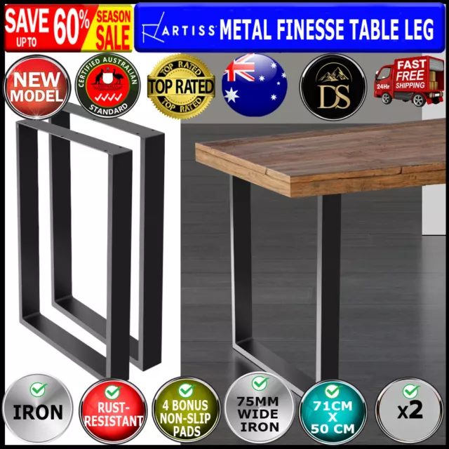 Artiss 2x Coffee Dining Steel Table Legs 71x50CM Industrial Vintage Bench Metal