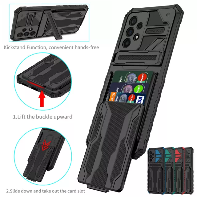 Case For Samsung S21 S23 S22 Ultra A53 A13 A52S Card Holder Stand Wallet Cover