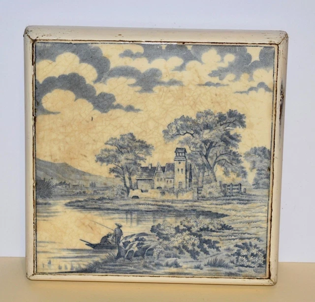 Très grand plat rond M R L BOCH DELFT'S | Moulin en Camaïeu bleu