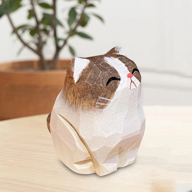 Statua In Legno Gatto E Umana Enkrio - Intagliata A Mano, Decorazione Casa, Regalo Artigianale - Foto 5