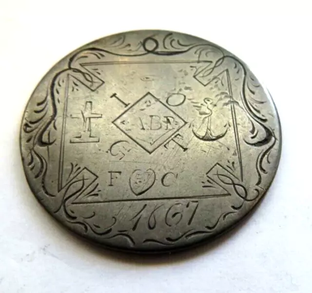 Love Token - Cross & Anchor I.o.g.t. Organisation Good Templers 1854 1/2 Dollar