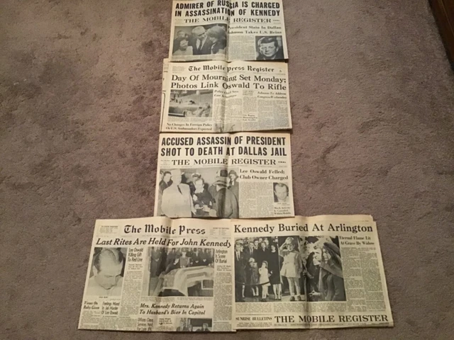 JOHN F KENNEDY JFK Assassination 1963 Newspaper Lot of 5 Mobile Press £ ...