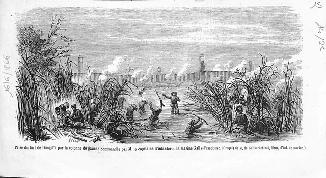 Pigchina Vietnam Fort Dong-ta Captain François Gally-Passebosc ENGRAVING 1866