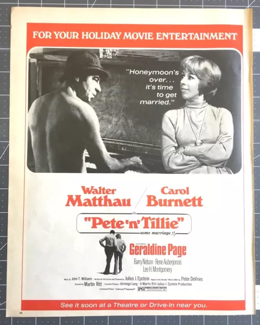 Life Magazine Ad Movie "Pete 'n' Tillie"  Walter Matthau and Carol Burnett