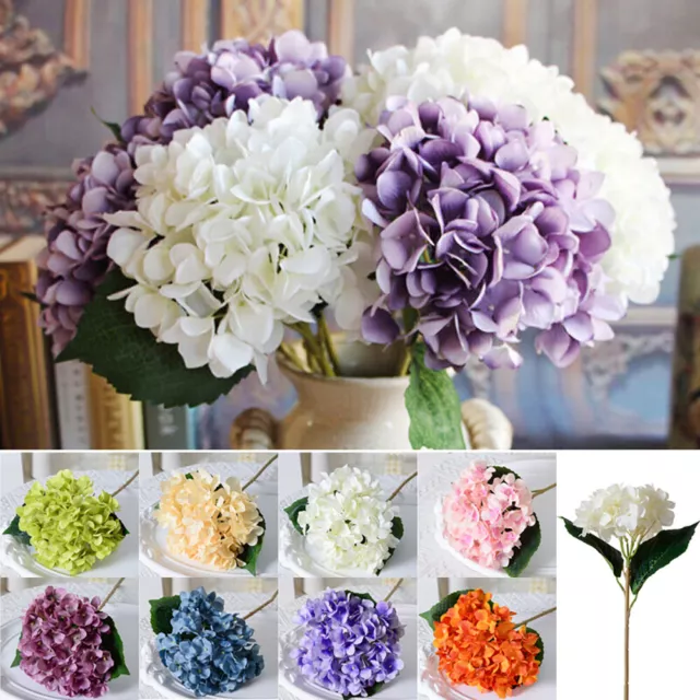 1 Bunch Artificial Hydrangea Fake Silk Flowers Bouquet Wedding Home Garden Decor