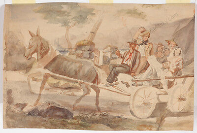 "Neapolitan Carriage", Italian School, Early 19th Century, Watercolor 2
