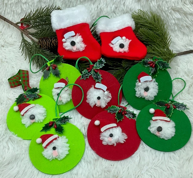 Lot of 9 hand crafted OLD ENGLISH SHEEPDOG Christmas ornaments