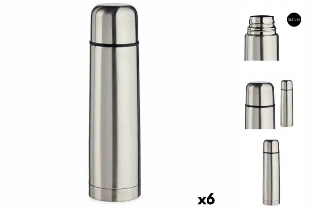Bottiglia termica colori argento acciaio inox 500 ml 6 pezzi thermos