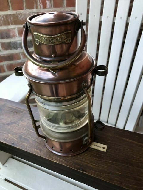 Öllampe Messing & Kupfer Anker Maritime Schiffslaterne Bootslampe aus Messing