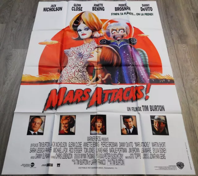 Mars Attacks! French Movie Poster Original 47"63 1996 Tim Burton J Nicholson