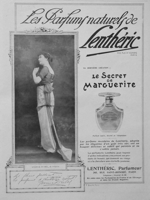 Publicité De Presse 1914 Parfums Naturels De Lenthéric Le Secret De Marguerite
