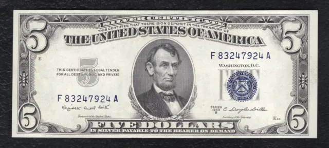 Fr. 1657 1953-B $5 Five Dollars Silver Certificate Note Gem Uncirculated