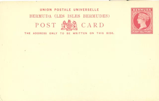 Bermuda 1885  postal stationery Foreign rate Penny halfpenny   white card    MNH