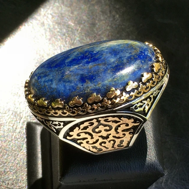925 Sterling Silver Mens Ring Lapis Lazuli Extraordinary Unique Artisan Jewelry