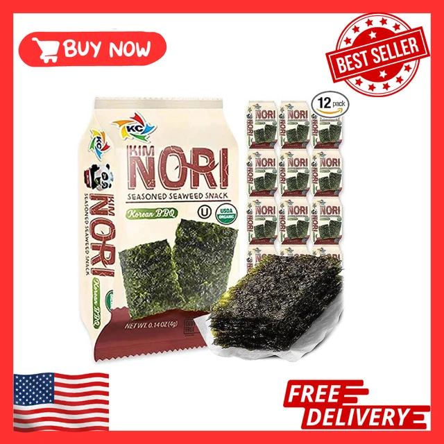 Kimnori Organic Sea Salt Seasoned Roasted Seaweed Snacks – 36-Pack, Pantry Staple