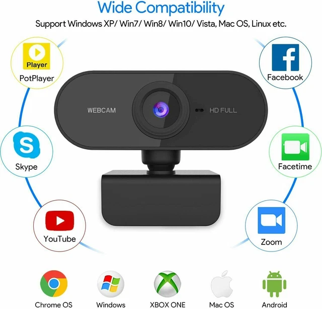 Webcam Dancial 1080P Avec Micro - Caméra PC USB à Rotation 360° Pour Visio Et Streaming