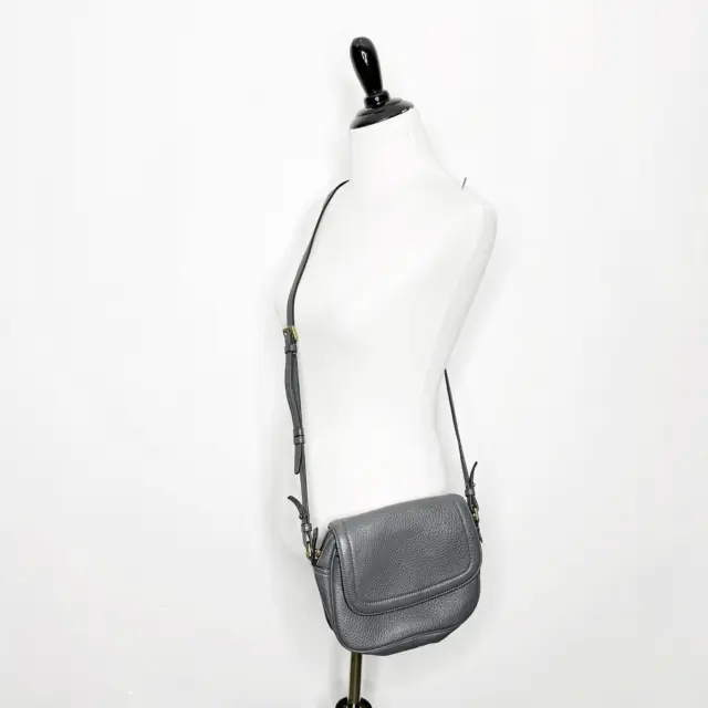 J. Crew Signet Flap Bag in Italian Leather gray crossbody