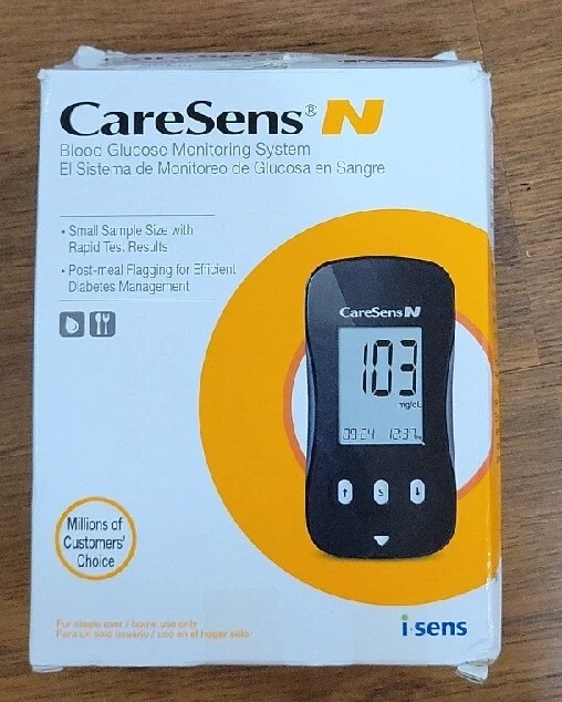 CARESENS. N BLOOD Glucose Monitoring System Meter Test strips Solution