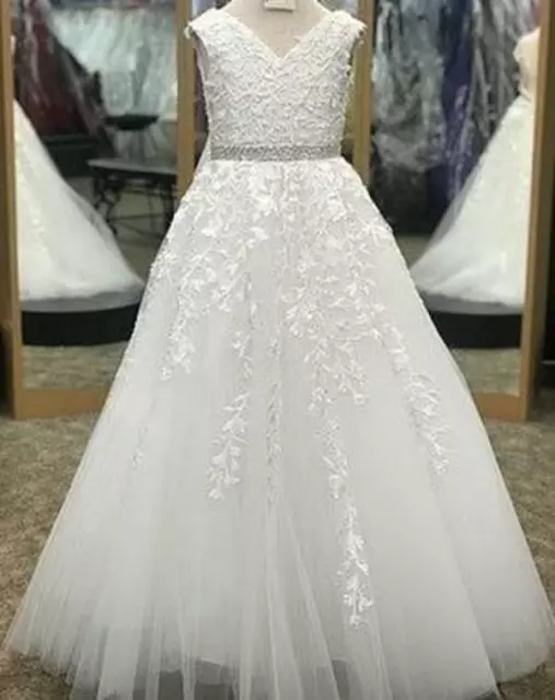 Sherri Hill Littles K52080 Light Ivory Girls Pageant Ball Gown Dress sz 10