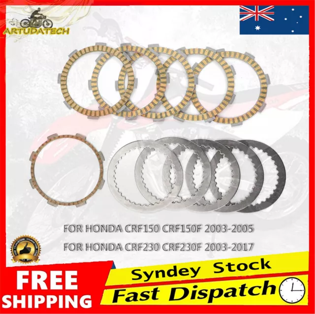 Clutch Friction Plates Steel Kit For Honda 2003-2005 CRF150/F 2003-2017 CRF230/F