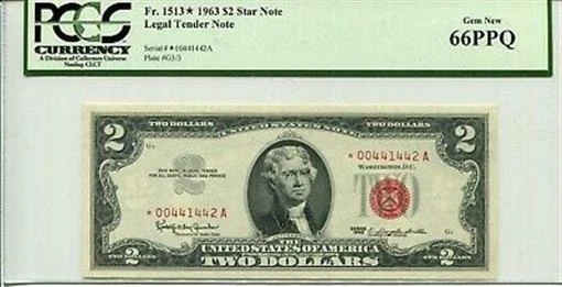 FR 1513* STAR 1963 $2 Legal Tender Note 66 PPQ