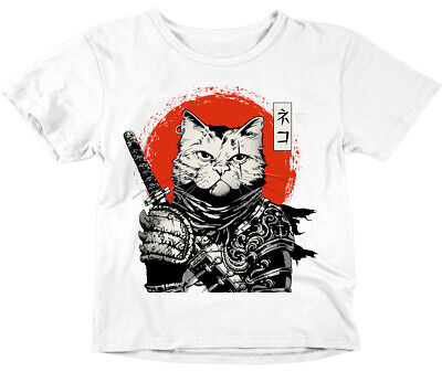Catana Samurai Cat Funny Kids Boys Girls T-Shirt Childrens