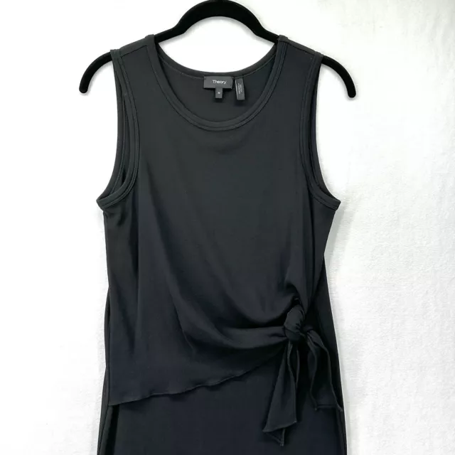 Theory Dorotea Cotton Tie Midi Tank Dress, Women's Size M Black 3