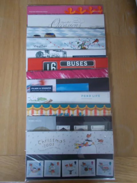 GB 2001 Royal Mail Presentation Packs Complete Commemorative Year Set SG319-328