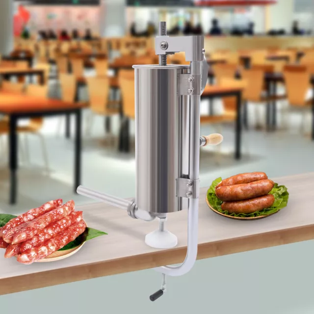 3L / 6lbs Vertical Manual Sausages Stuffer Meat Hot Dogs Maker Filler Stainless